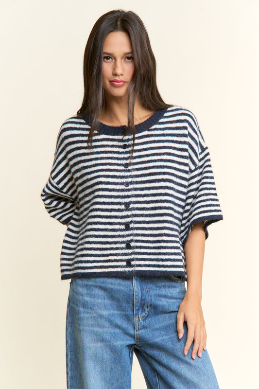Striped Lou Cardigan - Timeless Neutrals
