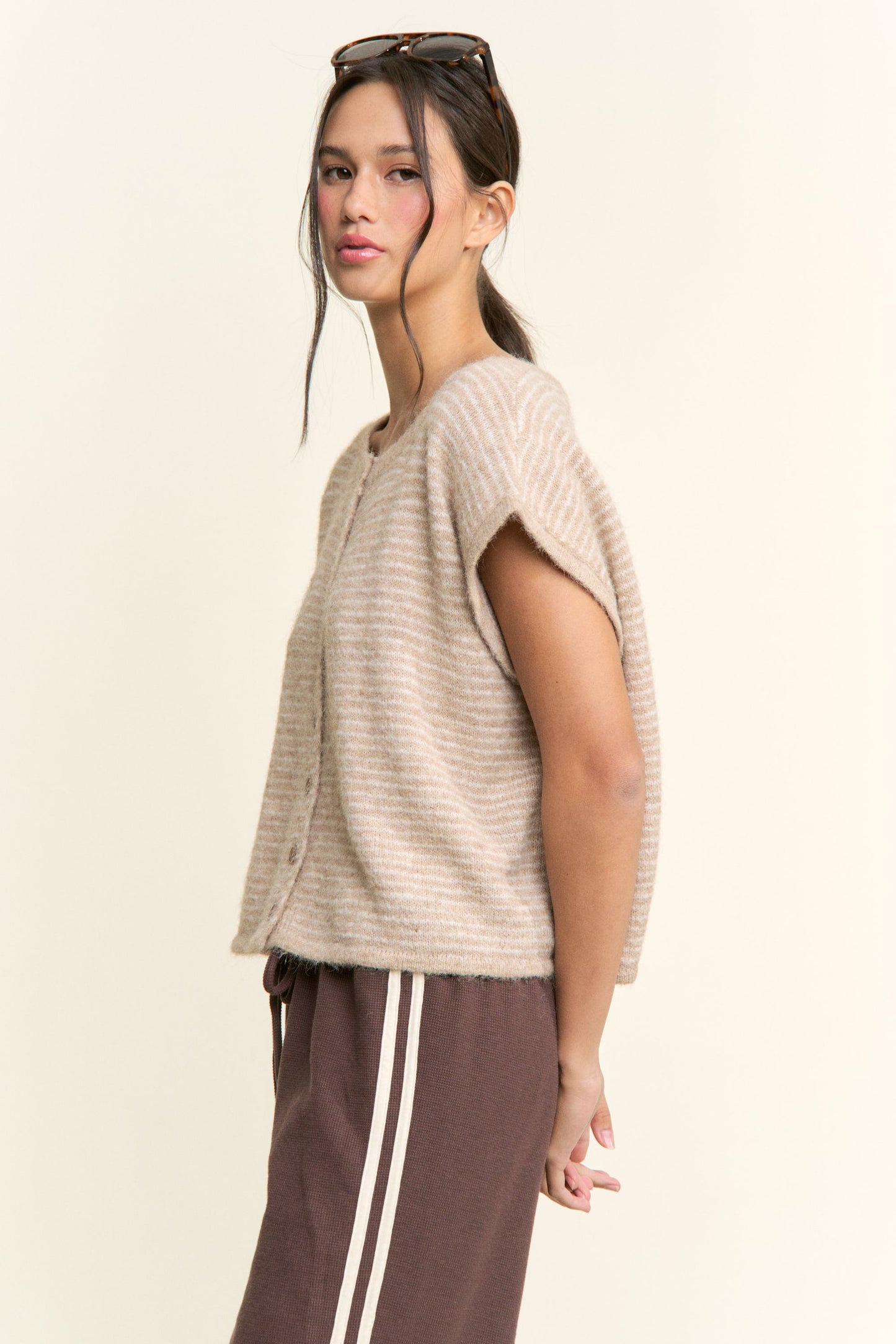 Striped Lucia Vest Cardigan