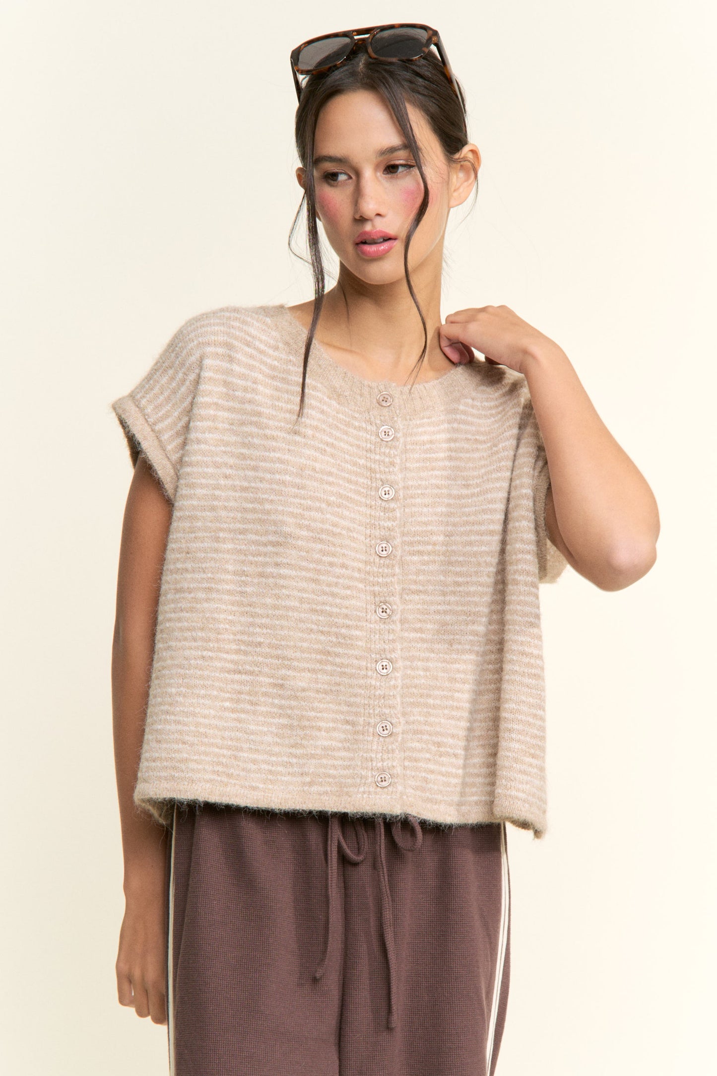 Striped Lucia Vest Cardigan