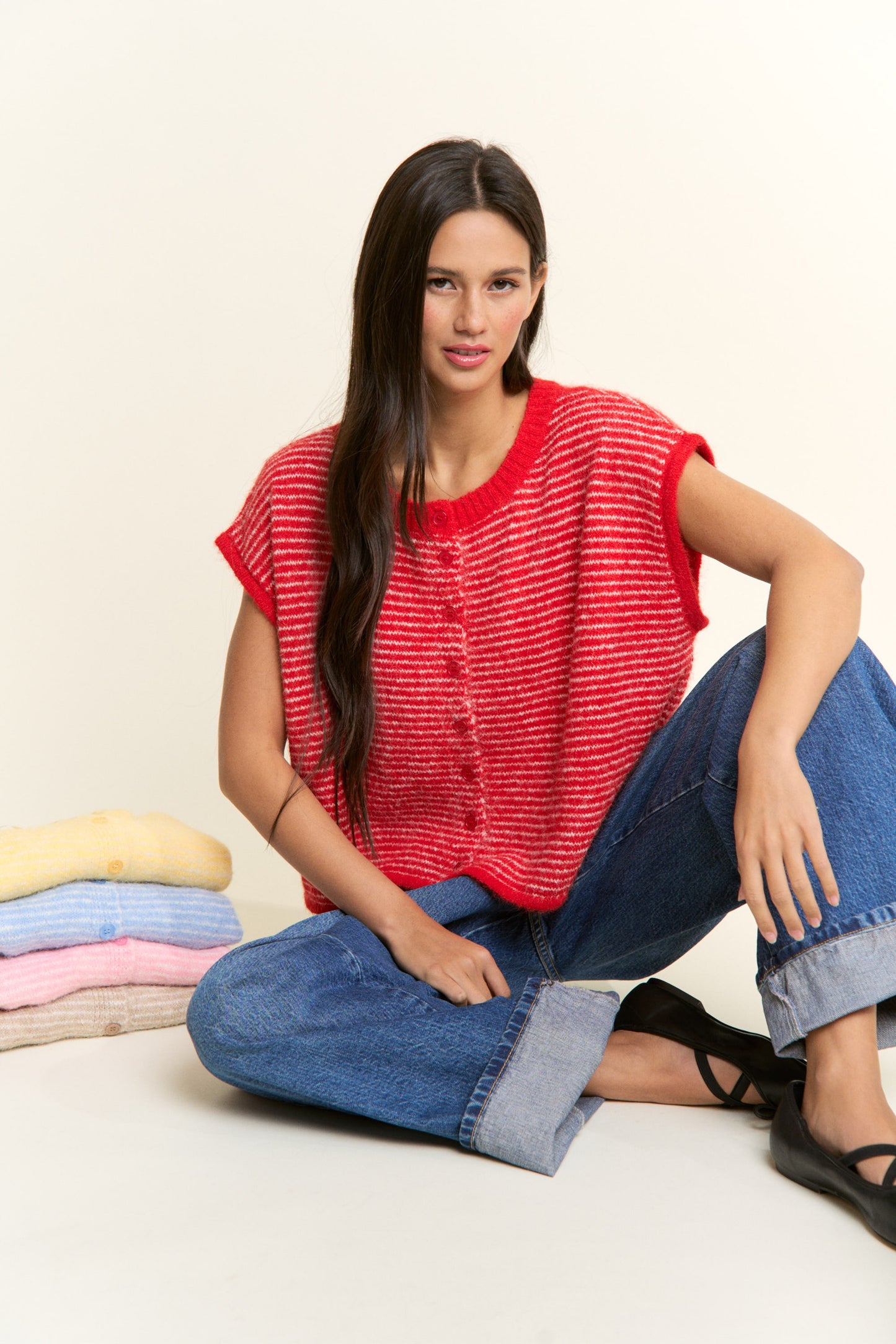 Striped Lucia Vest Cardigan