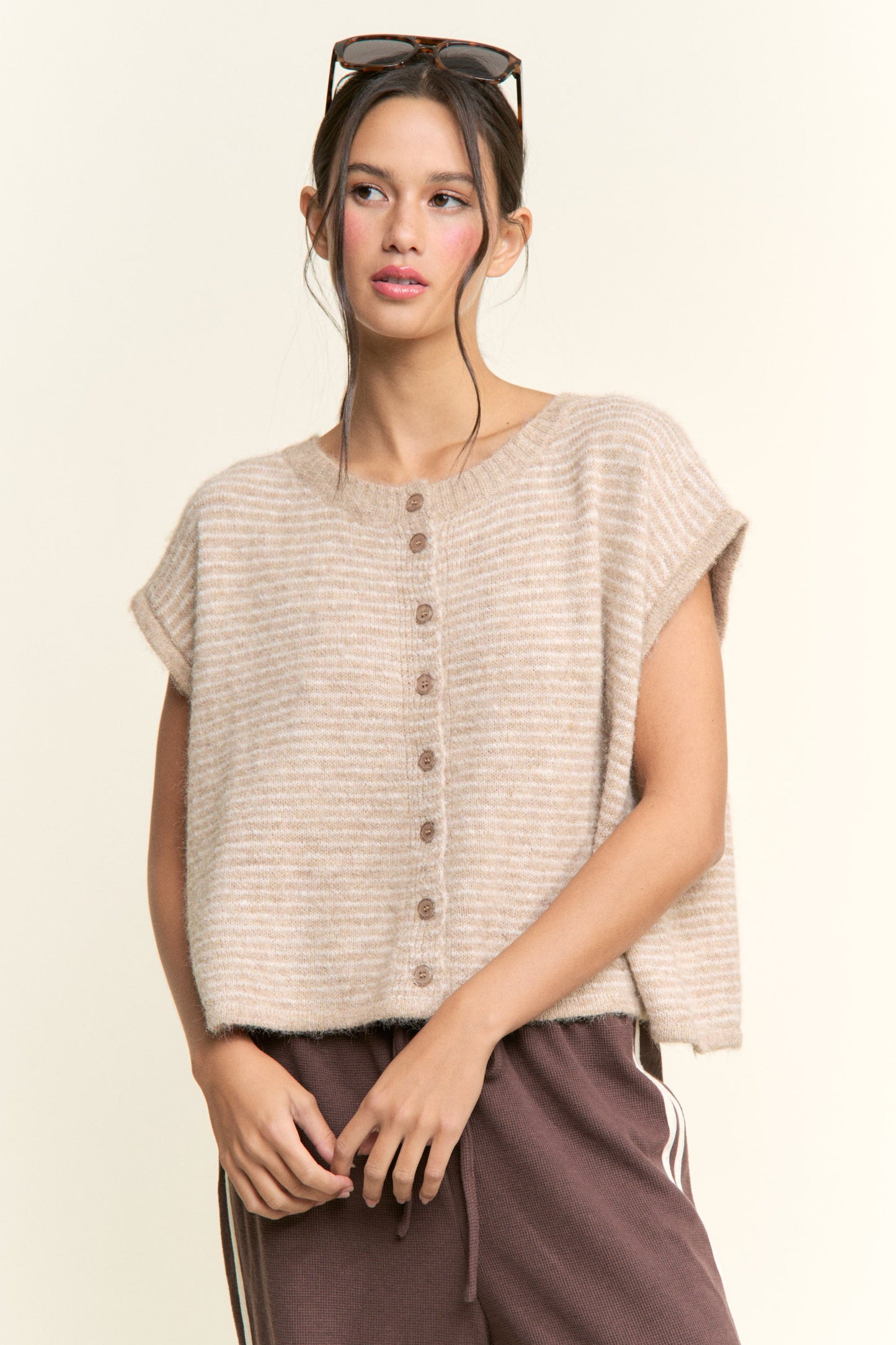 Striped Lucia Vest Cardigan