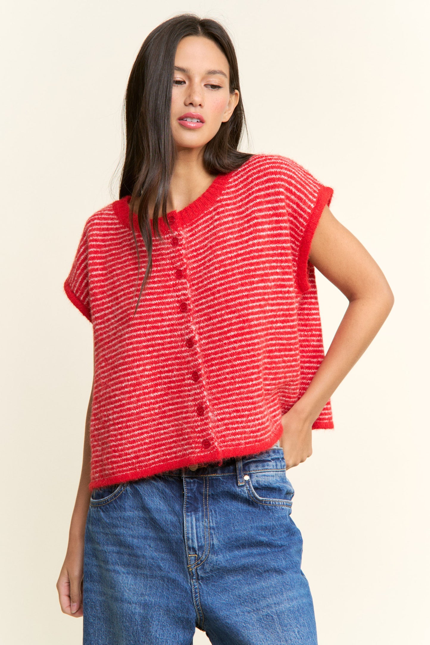Striped Lucia Vest Cardigan