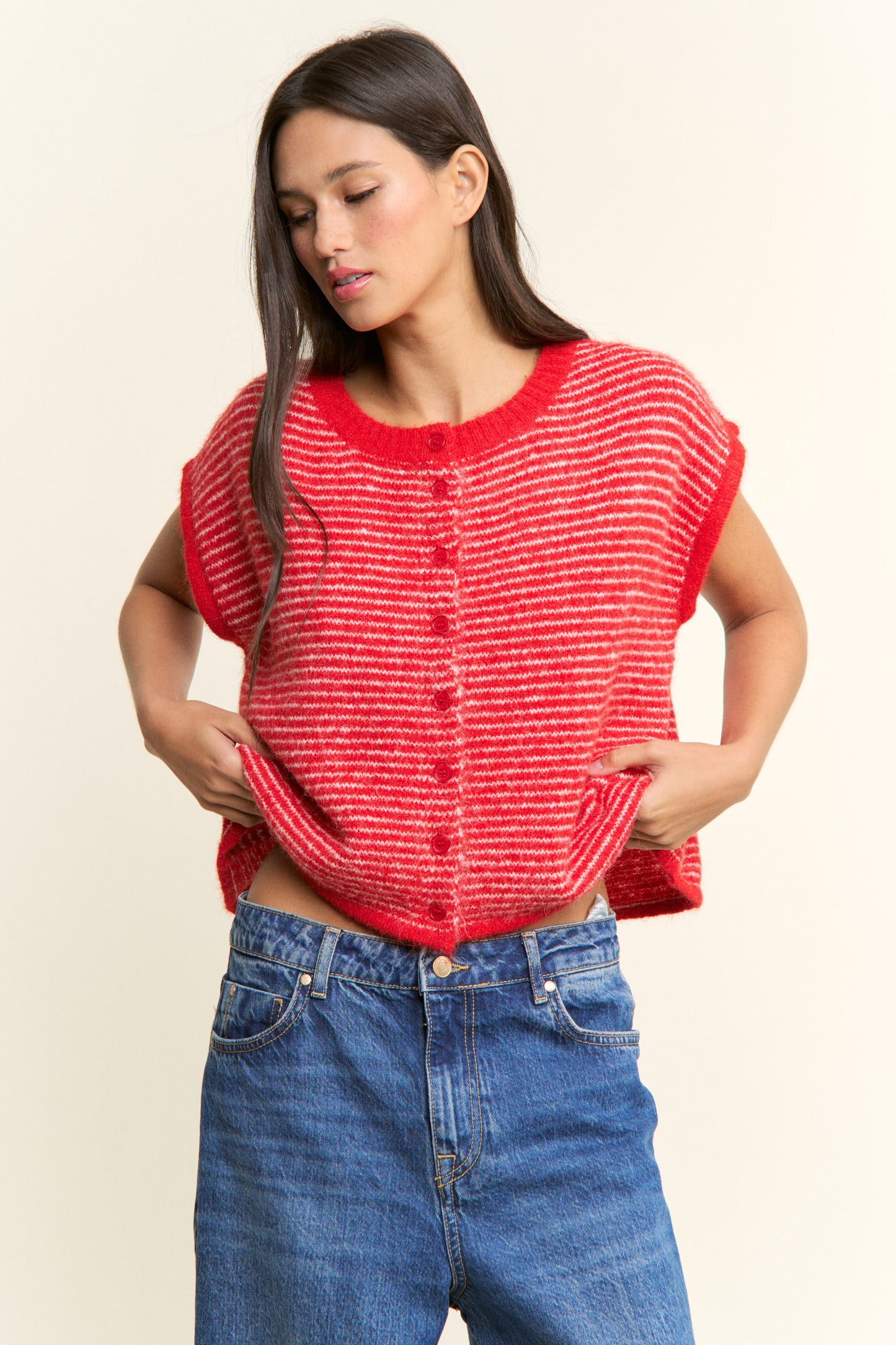 Striped Lucia Vest Cardigan